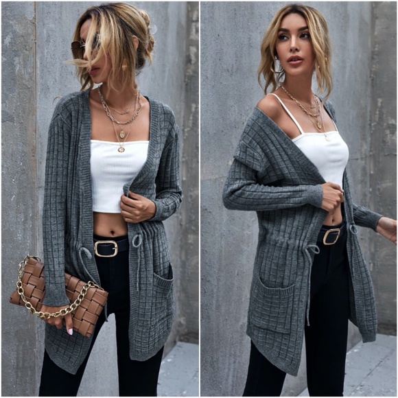 Sweaters - Charcoal comfy pocketed cardigan